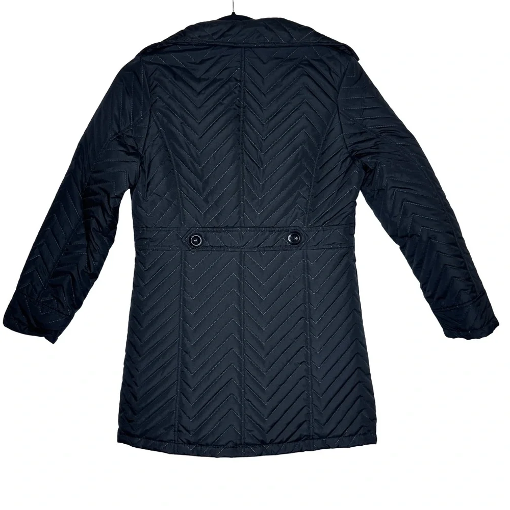 Rothschild Girls Quilted Coat Black Chevron‎ Pattern Size L 14 Winter Jacket